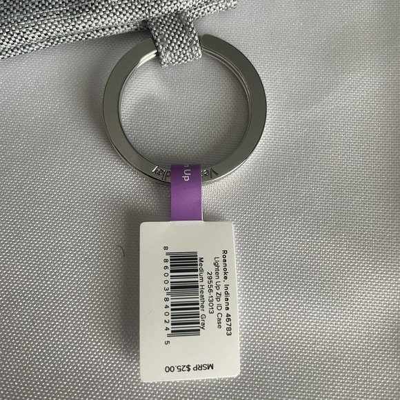 Vera Bradley Card Case Keychain Lighten Up Zip ID Case Medium Heather Gray - Picture 3 of 9